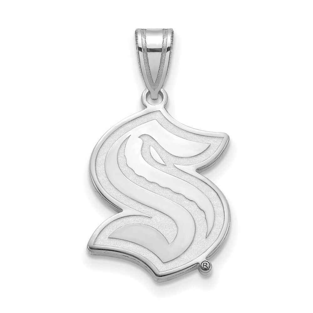 Sterling Silver Rhodium Plated NHL Seattle Kraken Large Pendant